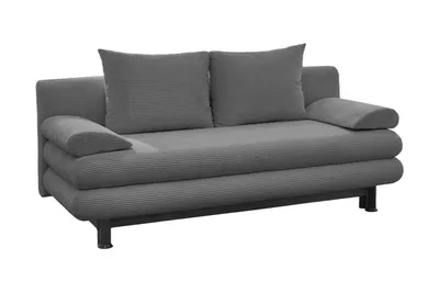 Produktbild von Schlafsofa - Grau - Breitcord - mit Gästebettfunktion und Bettkasten - mit Kissen
