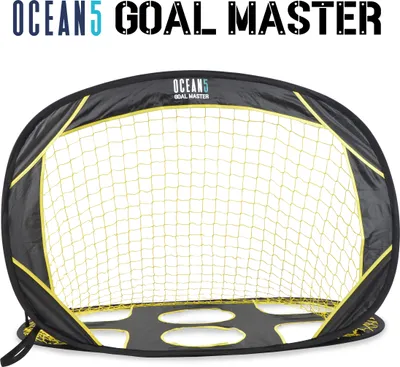 Zdjęcie produktu dla Ocean 5 składana bramka do piłki nożnej Goal Master | 2 w 1 bramka do piłki nożnej do ogrodu i na plac zabaw | wyskakująca bramka, składana ściana bramkowa, wewnątrz i na zewnątrz | pomysłowa bramka do piłki nożnej dla dzieci i młodzieży - czarna/żółta