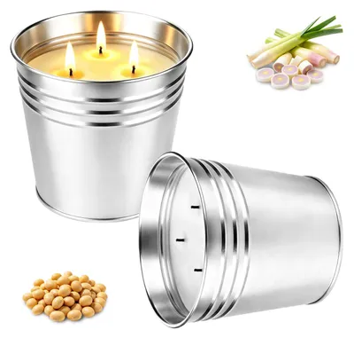 Citronella-Kerzen, 2 Stück, 425 g, Ø 11 cm, Sojawachs, 3 Dochte