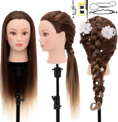 Produktbild von Solidchoice – Übungskopf für Friseure mit natürlichem Haar, 66 cm, Ombre-Braun