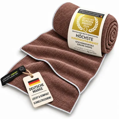 Productafbeelding van LightDry Microvezel Handdoek Bruin 60x30 cm – Zeer absorberende reishanddoek en sportdoek voor fitness, kamperen en outdooractiviteiten – Sneldrogend