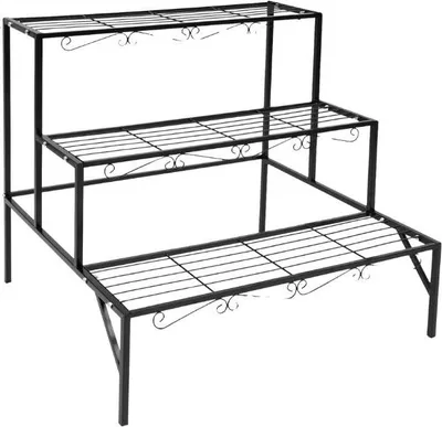 Immagine prodotto di Supporto per piante, struttura in metallo, design a tre livelli, nero