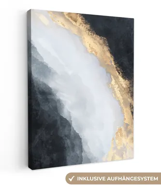 Obrázek produktu pro OneMillionCanvasses® - Plátno na zeď - Abstraktní - Barva - Zlatá - Černá - Mramor, nástěnná malba, nástěnné dekorace obrazy obývací pokoj, 60x80cm