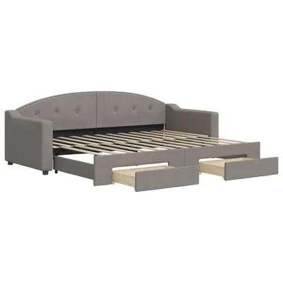 Zdjęcie produktu dla vidaXL Rozkładane łóżko dzienne z szufladami Taupe 80x200 cm tkanina