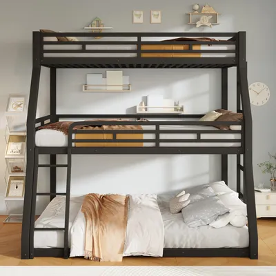 Image de OKWISH Lit superposé 90x200 cm, Métal, Pour Enfants et Adultes, Noir