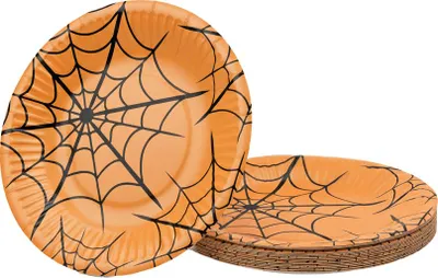 Image de Assiettes en carton rondes « Joyeux Halloween », diamètre 18 cm, 8 pièces.