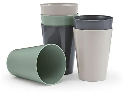 Produktbild von Kunststoff Trinkbecher 6er-Set 400 ml spülmaschinenfest mikrowellengeeignet wiederverwendbar