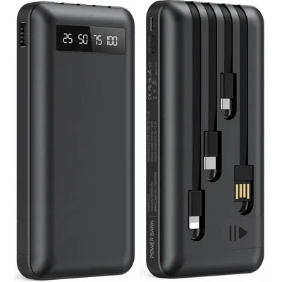 Produktbild von Powerbank, Tragbares Ladegerät, Externes Ladegerät, 20.000 mAh, 22,5W Schnellladegerät, mit 4 integriertem Kabel
