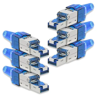 Produktbild von 6x Netzwerk Stecker CAT 7 Werkzeuglos RJ45 CAT7 Netzwerkstecker Netzwerkkabel