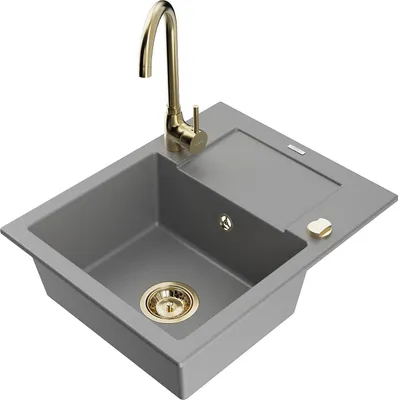 Image de Évier en granit Enzo avec égouttoir et mitigeur Telma, gris (6506-71-670200-50)