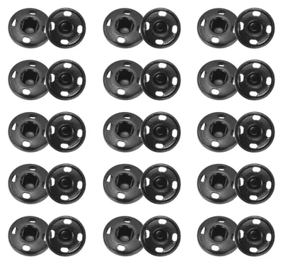 Produktbild von Aufnähknöpfe - 50 Sets unsichtbare Druckknöpfe aus Metall - Zum Annähen an Kleidung - Schwarz 12 mm