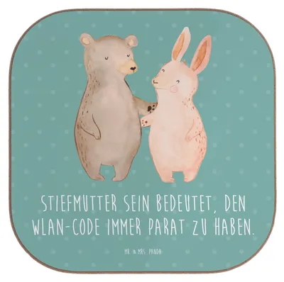Produktbild von Mr. & Mrs. Panda Untersetzer für Gläser Stiefmutter Heldin - Meeresbrise - Geschenk, Tassenuntersetzer, Verwandte, Coaster, Geburtstage, familie, Glas, Stiefkind, Geduld