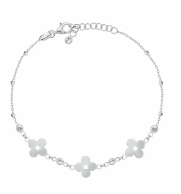 Produktbild von Charmantes Silberarmband mit Zirkonblumen BRC233W