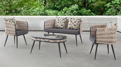 Immagine prodotto di Mobili da giardino Set di divani Tavolo Sgabelli Poltrone Veranda Gruppi di seduta 4 pezzi.