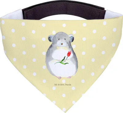 Produktbild von Mr. & Mrs. Panda Hunde Halstuch Chinchilla Blume - Gelb Pastell - Geschenk, Für, Büro, Glücklichsein, Kummer, Chinchillas, Bandana, Hals Tuch, Hund, Lustige Sprüche
