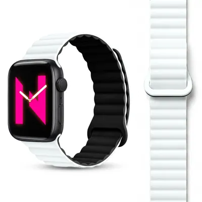 Obrázek produktu pro Sportovní silikonový náramek s magnetickým zapínáním pro Apple Watch SE/10/9/8/7/6/5/4/3/2/1, prodyšný, 38/40/41/42 mm - sněhově bílá