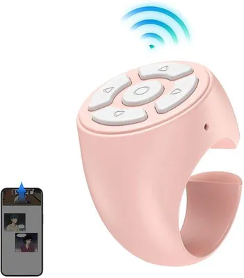 Immagine prodotto di Anello Bluetooth - Ricaricabile - Controllo tramite app - Scorrimento con il dito - Pagina avanti/indietro - Pulsante per selfie - Controllo intelligente per smartphone - Bluetooth 5.3 - Compatibile con TikTok, YouTube, Snapchat - Compatibile con iOS 15.0 e Android 8.0 e versioni successive - Rosa