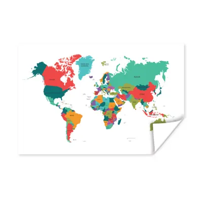 Obrázok produktu pre MuchoWow® Plagát - Mapa sveta - Farebná - Jednoduchá - 30x20