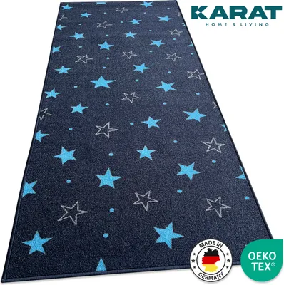 Produktbild von Teppichläufer Dots&Stars Kinderteppich für Jungen und Mädchen Navy Stars 80 x 200 cm