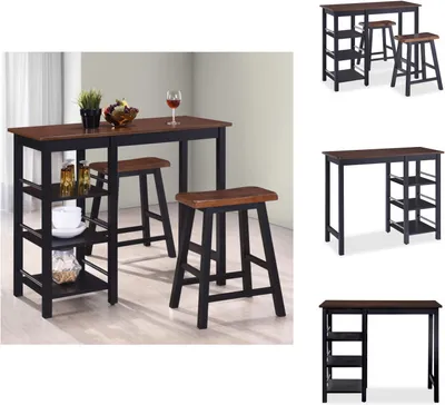Produktbild von vidaXL Bar Set 3 Stück MDF Schwarz -  Essgruppen