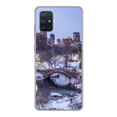 Produktbild von MuchoWow® Handyhülle Schutzhülle Hülle für Samsung Galaxy A71 New York - Central Park - Winter Silikon Softcase Handy Hülle - Kartenbesitzer