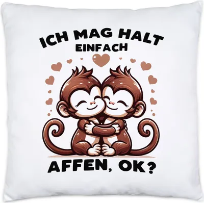 Produktbild von Ich mag halt einfach Affen, ok? Süße Affen Kissen Inkl. Füllung - Monkeys Umarmung