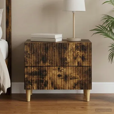 Obrázek produktu pro Maison Exclusive – Noční stolek z kouřového dubu 62 x 34,5 x 48 cm, dřevotřísková deska