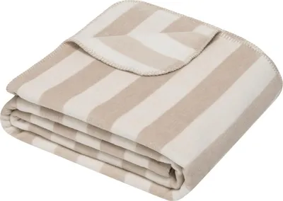 Produktbild von Wohndecke - 150 x 200 cm - Creme - Beige - Gestreift - mit Zierstich