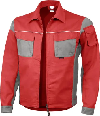 Produktbild von Qualitex Arbeitsjacke - strapazierfähige PROfessionals Arbeitsjacke - faserverstätkt MG 245 g - in Farbe: rot/grau - Herren: XXL - Damen: 54