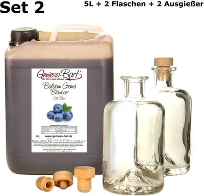 Produktbild von Balsamico Creme Blaubeer 5L + 2 Flaschen & Ausgießer Mit original Crema di Aceto Balsamico di Modena IGP