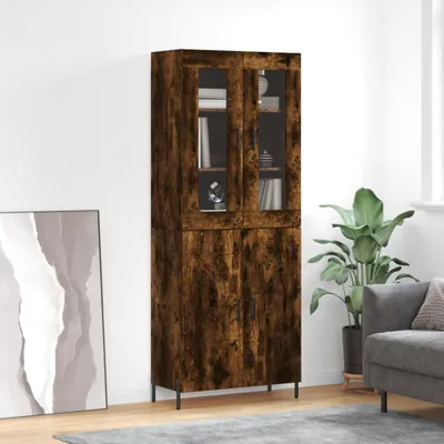 Produktbild von The Living Store Highboard Räuchereiche 69,5x34x180 cm Holzwerkstoff