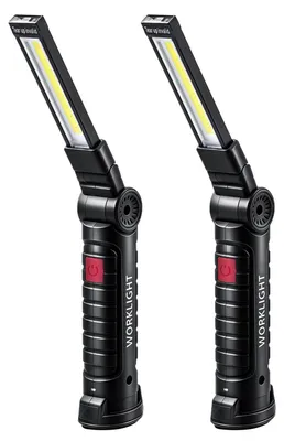 Produktbild von Wigearss 2X Werkstattlampe COB LED Akku, Arbeitsleuchte Magnet Haken 5 Modi