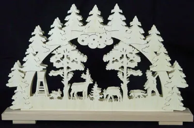Produktbild von Schwibbogen mit Jäger Waldtiere und Beleuchtung BxHxT 50x32x7cm NEU