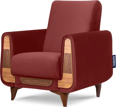 Produktbild von KONSIMO Bequemer Sessel mit Armlehnen "GUSTAVO", Rot, Velourstoff, Modern, 83x95x81cm