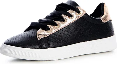 Produktbild von topschuhe24 1373 Damen Turnschuhe Sneaker Sportschuhe Metallic, Farbe:Schwarz, Größe:36 EU