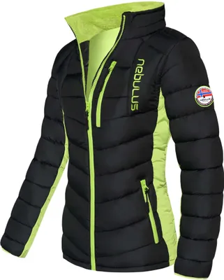 Productafbeelding van Nebulus GRAFFITY winterjas dames, warme outdoorjas, praktische en veelzijdige tussen- en winterjas, model P4773 - dames, zwart-lime, maat L/40