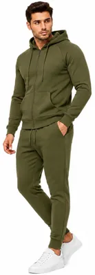 Produktbild von Herren Jogginganzug einfarbig 100% BW 586 Oliv XXL