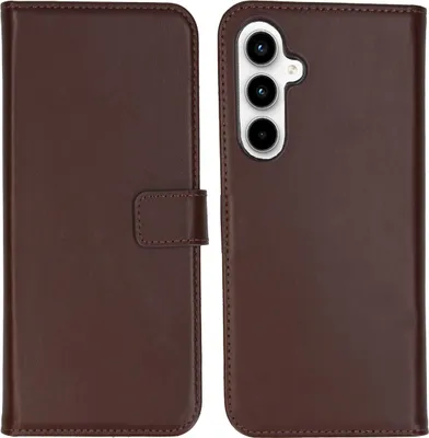 Image de Selencia Bibliothèque en cuir véritable pour le Samsung Galaxy A55 - Marron foncé