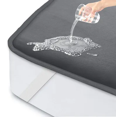 Zdjęcie produktu dla Ochraniacz na materac wodoodporny - 90 x 200 cm - Oddychający - Z gumką w rogach - Ciemnoszary