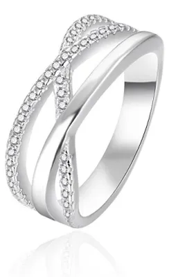 Productafbeelding van Zilveren ring met zirkonia's, model AGT-R09W - Diameter: 52 mm