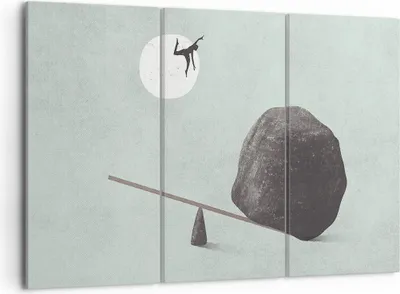 Produktbild von Bild auf Leinwand - Leinwandbild - 3 Teile - Stein Hebel Physik - 105x70cm - Wand Bild - Wanddeko - Wandbilder - Leinwanddruck - Bilder - Wanddekoration - Leinwand bilder - Wandbild - CE105x70-4755
