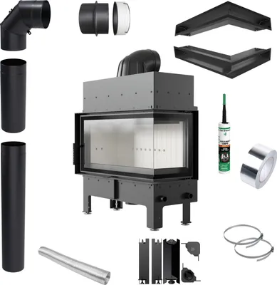 Produktbild von Kamineinsatz KRATKI FLOKI L Rechte Ecke 12 kW Einbausatz