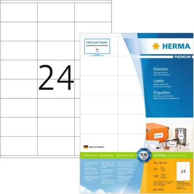 Produktbild von Etiketten Premium A4, weiß 70x36 mm Papier matt 2400 St.