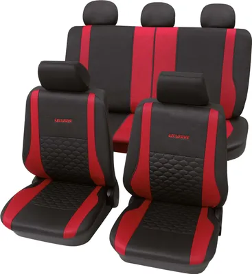 Produktbild von Auto Sitzbezüge Universal Komplett Set 17-teilig - Exclusive rot, Eco Class mit SAB 1 Vario Plus | Autositzbezüge / Schonbezüge von PETEX