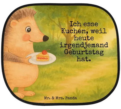 Produktbild von Mr. & Mrs. Panda Sonnenschutz Auto Igel Kuchenstück Design - Weiß - Geschenk, für Autoscheiben, Backen, Torte, Sonnenblende, Geburtstagskuchen, seitenscheiben, Kuchen