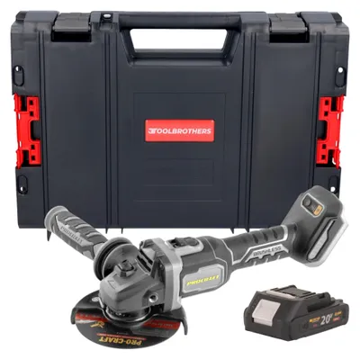 Image de Procraft Industrial AG125Bbb Meuleuse d'angle sans fil 20 V 125 mm Brushless + 1x batterie 2,0 Ah + RHINO Toolcase - sans chargeur