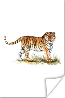 Produktbild von MuchoWow® Poster Tiger - Weiß - Bild 40x60 cm - Plakate für die Wand - Poster Babyzimmer