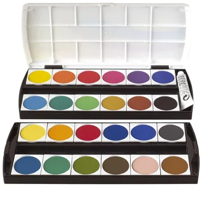 Produktbild von 6x Geha 721225 Deckfarbkasten 24 Farben + 1 Deckweiß