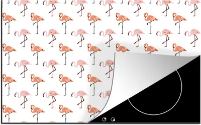 Produktbild von KitchenYeah© Herdabdeckplatte Flamingo - Muster - Rosa , 91x52cm, Küche Deko, Glaskeramikkochfeld Herdabdeckung, Abdeckplatte fùr Kochfeld