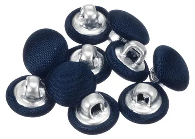 Produktbild von Set mit 10 dunkelblauen Stoffknöpfen mit Metallunterlegscheibe – 10 mm